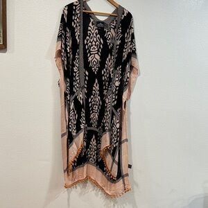 Angie Black and Orange Patterned Kimono